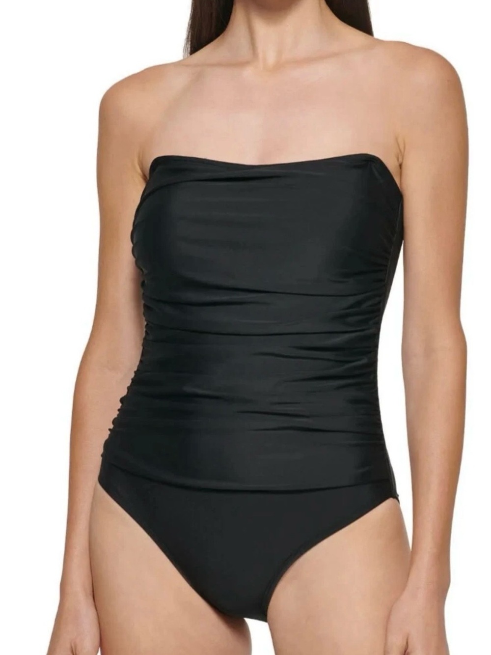 DKNY Classic Black Strapless Women’s black one piece swimsuit
